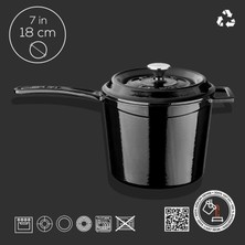Store Döküm Yuvarlak Sos Tenceresi, Döküm Demir Yekpare Saplı Trendy Serisi Çap 18 Cm, Siyah