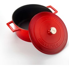 Store Metal Döküm Yuvarlak Tencere, 24 Cm, Kırmızı