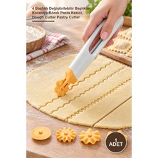 Yenilig 1 Adet Hamur Kesici – 4 Başlıklı Değiştirilebilir Başlıklar, Kurabiye Börek Pasta Kesici, Dough Cutter Pastry Cutter