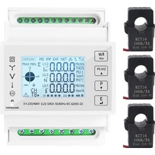 Akıllı Enerji Elektrik Tüketimi Güç Ölçer 3 Fazlı Din Ray Metre Modbus 50A100A150A200A/5A Ct Voltmetre Ampermetre (3ct 100A ile Metre)