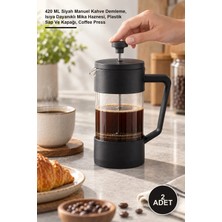 Yenilig 2 Adet French Press – 420 ml Siyah Manuel Kahve Demleme, Isıya Dayanıklı Mika Haznesi, Plastik Sap ve Kapağı, Coffee Press