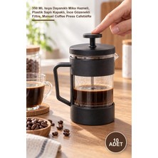 Yenilig 10 Adet Siyah French Press – 350 ml Isıya Dayanıklı Mika Hazneli, Plastik Saplı Kapaklı, Ince Gözenekli Filtre, Manuel Coffee Press Cafetière
