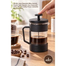 Yenilig 3 Adet Siyah French Press – 350 ml Isıya Dayanıklı Mika Hazneli, Plastik Saplı Kapaklı, Ince Gözenekli Filtre, Manuel Coffee Press Cafetière