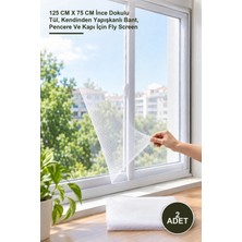Yenilig 2 Adet Yapışkanlı Tek Kanat Sineklik – 125 cm x 75 cm Ince Dokulu Tül, Kendinden Yapışkanlı Bant, Pencere ve Kapı Için Fly Screen