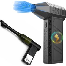 Store ® Mini Şarjlı Hava Üfleyici ve Vakumlu El Süpürgesi – 110.000 Rpm, 200W Güçlü Motor, 4000 Mah Pil, LED Işıklı, 2'si 1 Arada Turbo Jet Fan ve Vakum, 3 Kademeli
