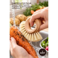 Yenilig 1 Adet Ahşap Sebze Meyve Yıkama Fırçası – Doğal Bitkisel Kıllı Parmak Geçmeli Halka Tasarımlı Vegetable Brush Fruit Brush