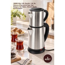 Yenilig 5 Adet Paslanmaz Çelik Elektrikli Çay Makinesi – 1800W Güç, 0.8l Demlik, 1.8l Su Haznesi, Ergonomik Sap, Çay Süzgeci, Tea Maker, Electric Kettle