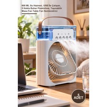 Yenilig 5 Adet Su Hazneli Masa Vantilatörü – 600 ml Su Haznesi, USB Ile Çalışan, 5 Nokta Buhar Püskürtme, Taşınabilir Masa Fan Table Fan Nemlendirici