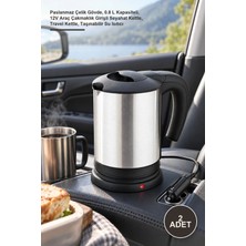 Yenilig 2 Adet Araç Içi Kettle – Paslanmaz Çelik Gövde, 0.8 L Kapasiteli, 12V Araç Çakmaklık Girişli Seyahat Kettle, Travel Kettle, Taşınabilir Su Isıtıcı