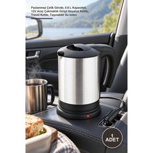 Yenilig 1 Adet Araç Içi Kettle – Paslanmaz Çelik Gövde, 0.8 L Kapasiteli, 12V Araç Çakmaklık Girişli Seyahat Kettle, Travel Kettle, Taşınabilir Su Isıtıcı