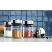 Store 4 Parça Baharatlık Seti, 100 Ml, Cam Baharat Kavanozu, Cromargan® Yüksek Kaliteli Paslanmaz Çelik Kapaklı, Bulaşık Makinesinde Yıkanabilir