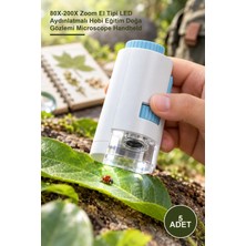 Yenilig 5 Adet Portatif Mini Mikroskop – 80X-200X Zoom El Tipi LED Aydınlatmalı Hobi Eğitim Doğa Gözlemi Microscope Handheld