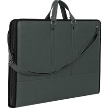 Khi-Zai 40X55 cm Suni Deri Profesyonel Resim Proje Çantası Koyu Yeşil – 35X50 cm Uyumlu, Çift Taraflı T Cetveli Aparatlı