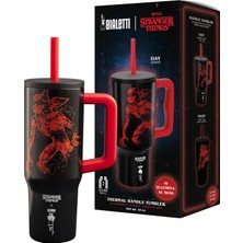 Store Stranger Things Saplı Termos Bardak Pipetli Kapak - Karanlıkta Parlayan - Mükemmel Sıcaklık Koruma Özelliği - Bulaşık Makinesinde Yıkanamaz - 900 ml
