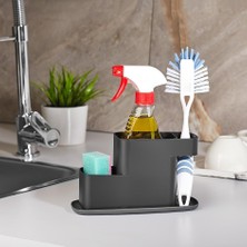Store Mutfak Tezgahı Düzenleyici, 3 Bölmeli, Siyah Plastik Süngerlik Fırçalık Bpa Içermez Organizer