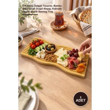 Yenilig 1 Adet Dalgalı Çift Taraflı Ahşap Sunum Tepsisi – Çift Yüzlü Dalgalı Tasarım, Bambu Görünümlü Doğal Ahşap, Kahvaltı Peynir Snack Serving Tray
