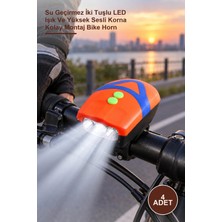 Yenilig 4 Adet Ledli Bisiklet Kornası – Su Geçirmez Iki Tuşlu LED Işık ve Yüksek Sesli Korna Kolay Montaj Bike Horn