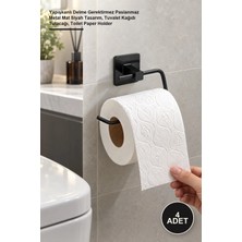 Yenilig 4 Adet Metal Siyah Tuvalet Kağıtlığı – Yapışkanlı Delme Gerektirmez Paslanmaz Metal Mat Siyah Tasarım, Tuvalet Kağıdı Tutacağı, Toilet Paper Holder