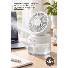 Yenilig 10 Adet Su Spreyli Katlanır Başlıklı USB Mini Fan – Katlanabilir Başlık, USB Şarjlı, 3 Kademe Hız, Masaüstü ve Seyahat Için Portable Fan
