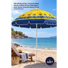 Yenilig 1 Adet Plaj Şemsiyesi – 240 cm Büyük Boy, Dayanıklı Metal Gövde, Kaliteli Kumaş, Bükülebilir Kafa, Beach Umbrella Bahçe Piknik