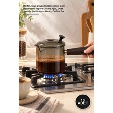 Yenilig 10 Adet Akasya Cam Cezve – 550 ml Isıya Dayanıklı Borosilikat Cam, Ergonomik Sap ve Dökme Ağzı, Ocak Uyumlu (Indüksiyon Hariç), Coffee Pot