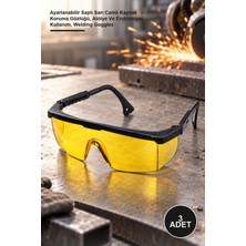 Yenilig 3 Adet Çapak Kaynak Gözlüğü – Ayarlanabilir Saplı Sarı Camlı Kaynak Koruma Gözlüğü, Atölye ve Endüstriyel Kullanım, Welding Goggles