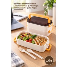 Yenilig 4 Adet Iki Katlı Beslenme Kutusu – Bölmesiz Tasarımlı Plastik Lunch Box Okul Iş Piknik Için Kilitli Kapak ve Çatal Kaşık