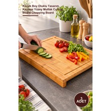 Yenilig 3 Adet Ahşap Tezgah Üstü Kesme Tahtası – Küçük Boy Oluklu Tasarım, Kaymaz Yüzey Mutfak Cutting Board Chopping Board
