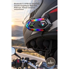 Yenilig 3 Adet Y20 Max Kablosuz Motosiklet Kask Intercom – Bluetooth 5.3 Ipx6 Su Geçirmez, Gürültü Engelleyici Mikrofon, Rgb Işık, Helmet Intercom