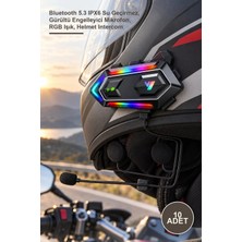 Yenilig 10 Adet Y20 Max Kablosuz Motosiklet Kask Intercom – Bluetooth 5.3 Ipx6 Su Geçirmez, Gürültü Engelleyici Mikrofon, Rgb Işık, Helmet Intercom