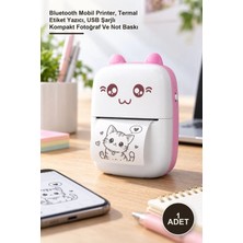 Yenilig 1 Adet Mini Taşınabilir Yazıcı – Bluetooth Mobil Printer, Termal Etiket Yazıcı, USB Şarjlı Kompakt Fotoğraf ve Not Baskı