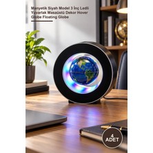 Yenilig 4 Adet Dünya Küre – Manyetik Siyah Model 3 Inç Ledli Yuvarlak Masaüstü Dekor Hover Globe Floating Globe