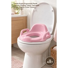 Yenilig 10 Adet Çocuk Klozet Adaptörü – Pembe Kulplu Ergonomik Plastik Tasarım, Kaymaz Taban, Taşınabilir Tuvalet Eğitimi (Toilet Trainer)
