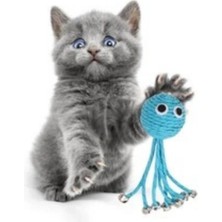 Store Zilli Peluş Yumuşacık Renkli Hasır Mavi Ahtapot Kedi Oyuncağı