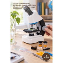 Yenilig 3 Adet Stem Mikroskop Seti – 10X/20X Göz Mercekleri, 4X-10X-40X Objektif, LED Eğitim Mikroskobu, Stem Microscope
