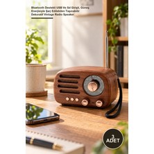 Yenilig 3 Adet Ahşap Retro Radyo – Bluetooth Destekli USB ve Sd Girişli, Güneş Enerjisiyle Şarj Edilebilen Taşınabilir Dekoratif Vintage Radio Speaker