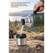 Yenilig 5 Adet Vakumlu Çelik Termos – 1.25 Litre, Çift Katmanlı Paslanmaz Çelik, Taşıma Kulplu, Kamp Seyahat Piknik Thermos Flask