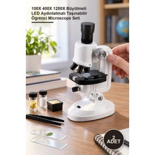 Yenilig 2 Adet Eğitim ve Deney Mikroskop Seti – 100X 400X 1200X Büyütmeli LED Aydınlatmalı Taşınabilir Öğrenci Microscope Seti