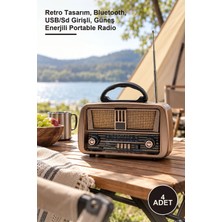 Yenilig 4 Adet Klasik Taşınabilir Nostaljik Radyo – Retro Tasarım, Bluetooth, Usb/sd Girişli, Güneş Enerjili Portable Radio