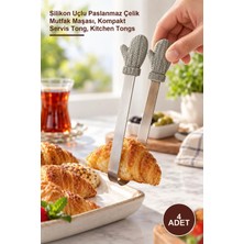Yenilig 4 Adet Sevimli Eldiven Şeklinde Maşa – Silikon Uçlu Paslanmaz Çelik Mutfak Maşası, Kompakt Servis Tong, Kitchen Tongs