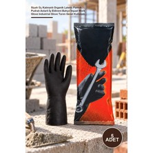 Yenilig 5 Adet Endüstriyel Eldiven – Siyah Üç Katmanlı Organik Lateks Pamuk Pudralı Astarlı Iş Eldiveni Bahçe Inşaat Work Glove Industrial Glove Tarım Genel Kullanım