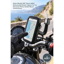 Yenilig 3 Adet Su Geçirmez Motosiklet Telefon Tutucu – Gidon Monteli 360° Döner Şeffaf Dokunmatik Ekranlı Yağmur ve Toz Koruması Phone Holder Mount