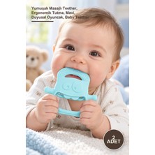 Yenilig 2 Adet Bebek Silikon Diş Kaşıyıcı – Yumuşak Masajlı Teether, Ergonomik Tutma, Mavi, Duyusal Oyuncak, Baby Teether