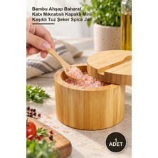 Yenilig 1 Adet Ahşap Kaşıklı Baharatlık – Bambu Ahşap Baharat Kabı Mıknatıslı Kapaklı Mini Kaşıklı Tuz Şeker Spice Jar