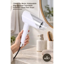 Yenilig 4 Adet Katlanabilir Başlıklı Saç Kurutma Makinesi – 1200W Dc Motor, Katlanabilir Sap, Seyahat Taşınabilir Foldable Travel Hair Dryer