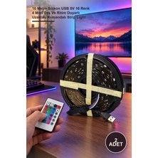 Yenilig 2 Adet Rgb Şerit LED – 10 Metre Silikon USB 5V 16 Renk 4 Mod Ses ve Ritim Duyarlı Uzaktan Kumandalı Strip Light
