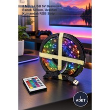 Yenilig 1 Adet Rgb Şerit LED – 5 Metre USB 5V Beslemeli, Esnek Silikon, Uzaktan Kumandalı Rgb Strip