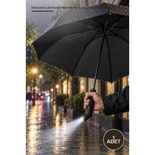 Yenilig 1 Adet Siyah El Fenerli Şemsiye – Katlanabilir LED Fenerli, Metal Gövde, Su Geçirmez Kumaş, Rüzgâr Dayanıklı, Taşınabilir, Flashlight Umbrella, Compact Umbrella