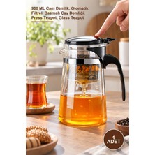 Yenilig 1 Adet Otomatik Basmalı Demlik – 900 ml Cam Demlik, Otomatik Filtreli Basmalı Çay Demliği, Press Teapot, Glass Teapot