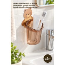Yenilig 5 Adet Ayı Figürlü Plastik Organizer – Delikli Tabanlı Banyo ve Mutfak Düzenleyici, Duvara Asılabilir, Çocuk Odası Için Bear Organizer